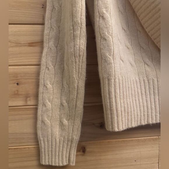 Vintage Ralph Lauren Black Label Size Medium Cashmere Cable Knit Wrap Sweater - Picture 2 of 15